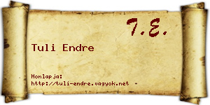 Tuli Endre névjegykártya